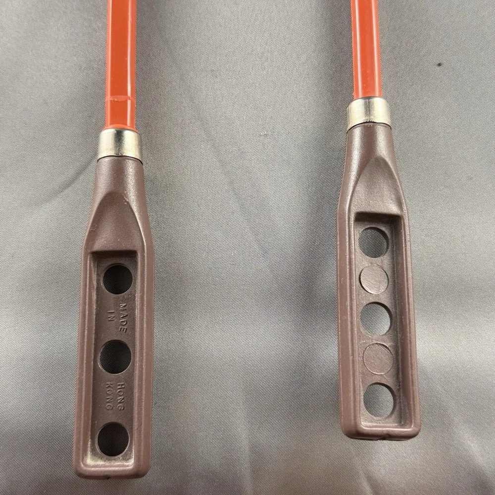 Vintage Hong Kong Orange Melamine Ladle & Spoon Set Retro Brown Handles MCM‎